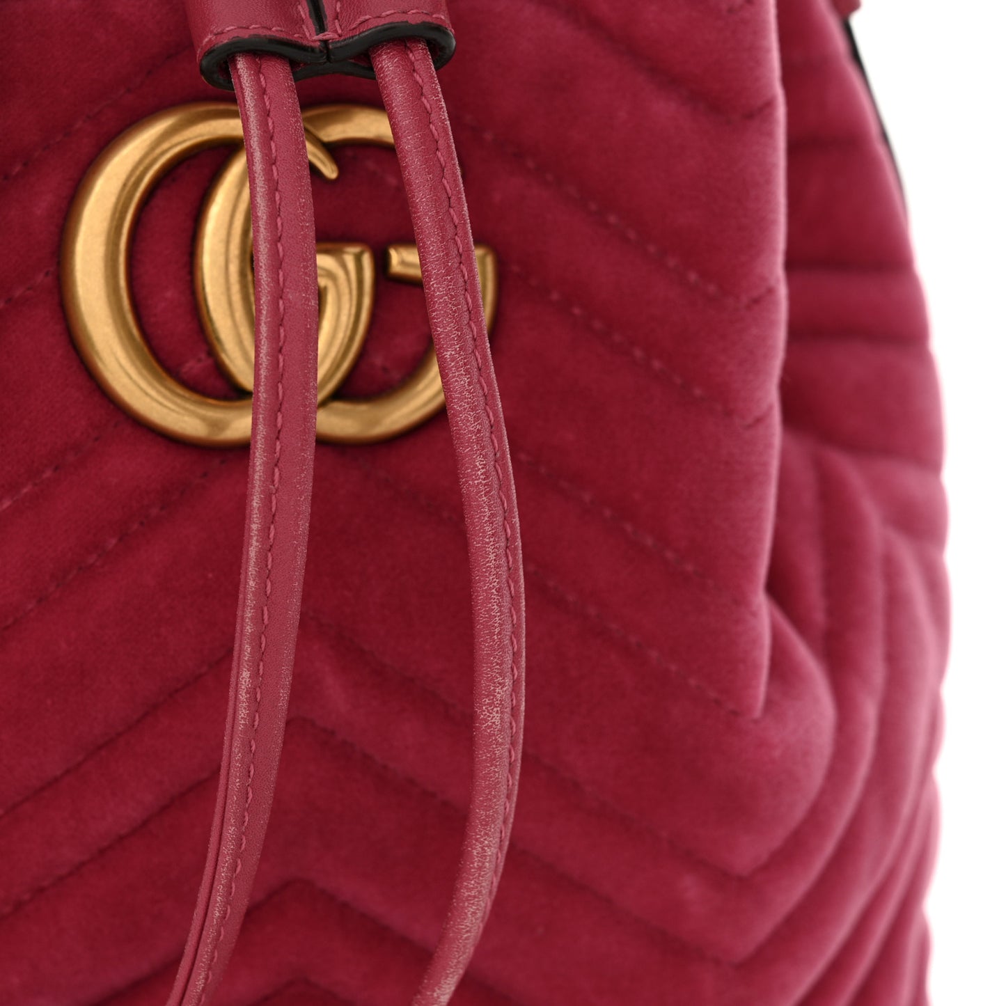 Velvet Matelasse GG Marmont Bucket Bag Light Raspberry Rose