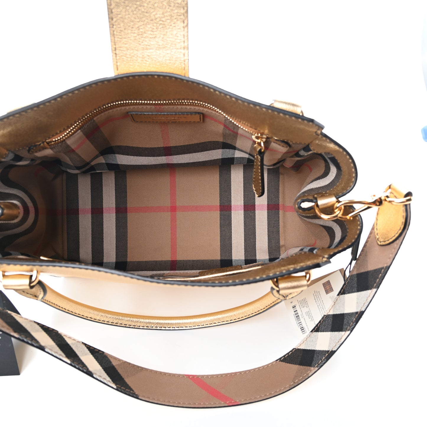 Metallic Soft Grain Calfskin Medium Buckle Tote Gold