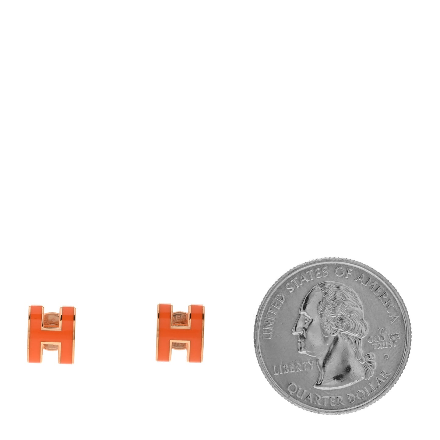 Rose Gold Lacquered Mini Pop H Earrings Orange