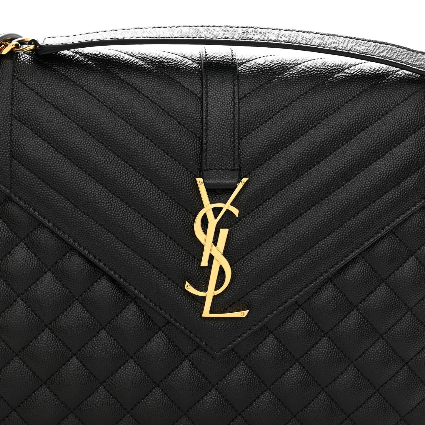 Grain De Poudre Textured Mixed Matelasse Large Triquilt Monogram Satchel Black