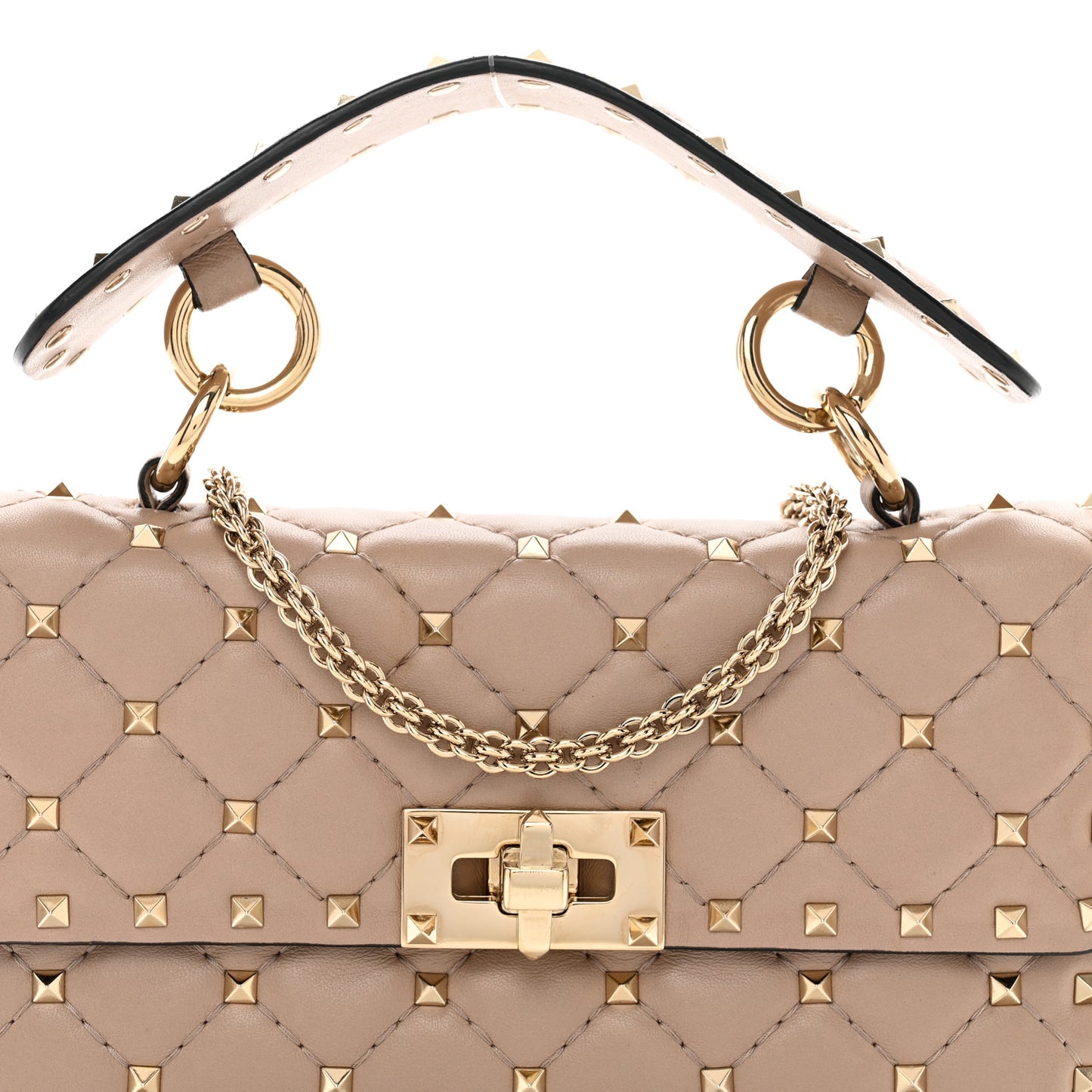 Nappa Small Rockstud Spike Shoulder Bag Poudre
