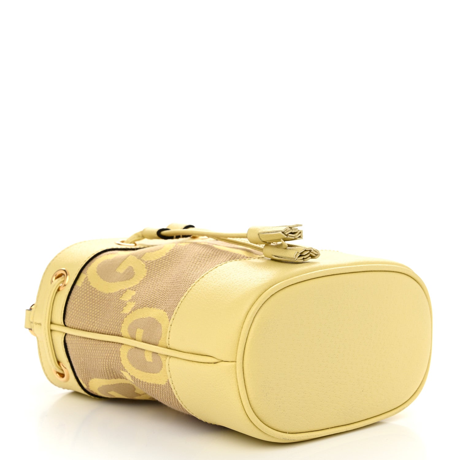 Gucci Monogram Jumbo GG Textured Dollar Calfskin Mini Ophidia Bucket Bag Beige Banana 4 of 10