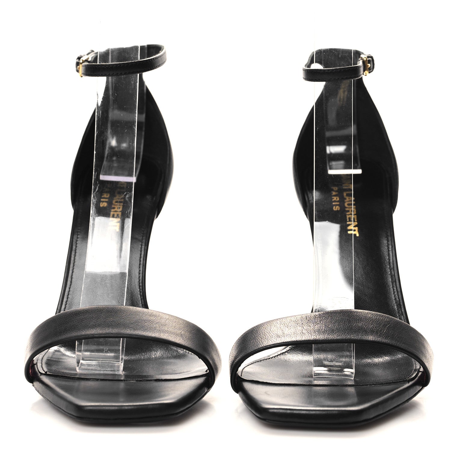 Saint Laurent Calfskin Amber 105 Ankle Strap Sandals 36 Black 2 of 10
