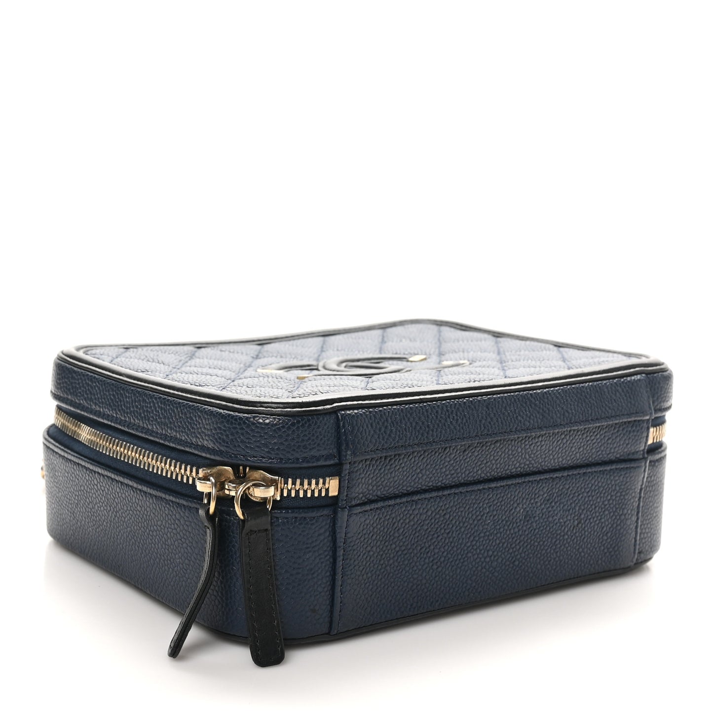 Caviar Quilted Medium CC Filigree Vanity Case Navy Black