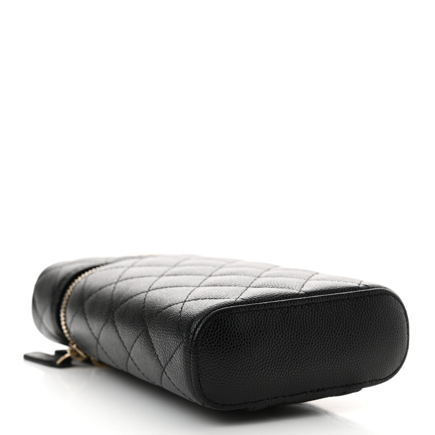 Caviar Quilted Phone Holder With Chain Black