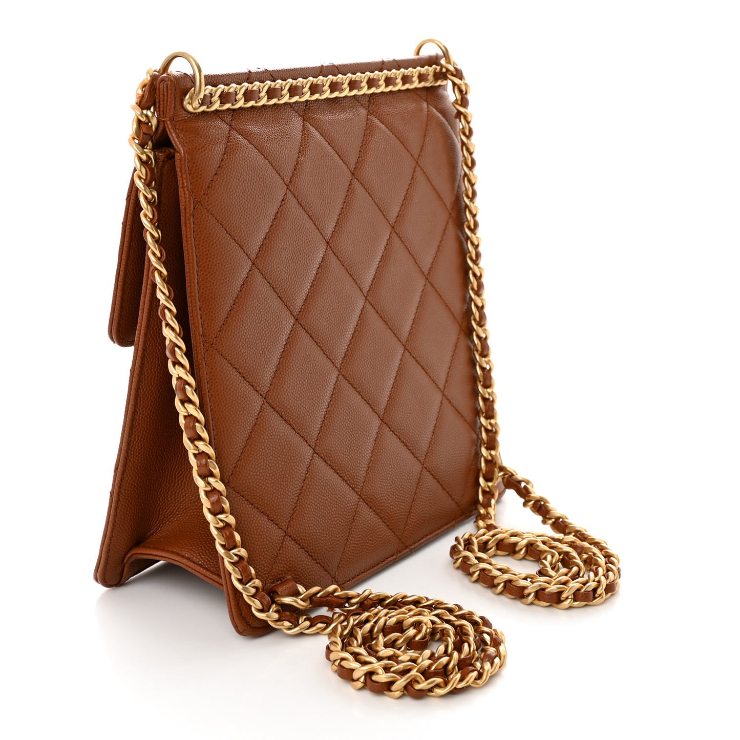 Caviar Quilted Multi Chain Backpack Light Brown
