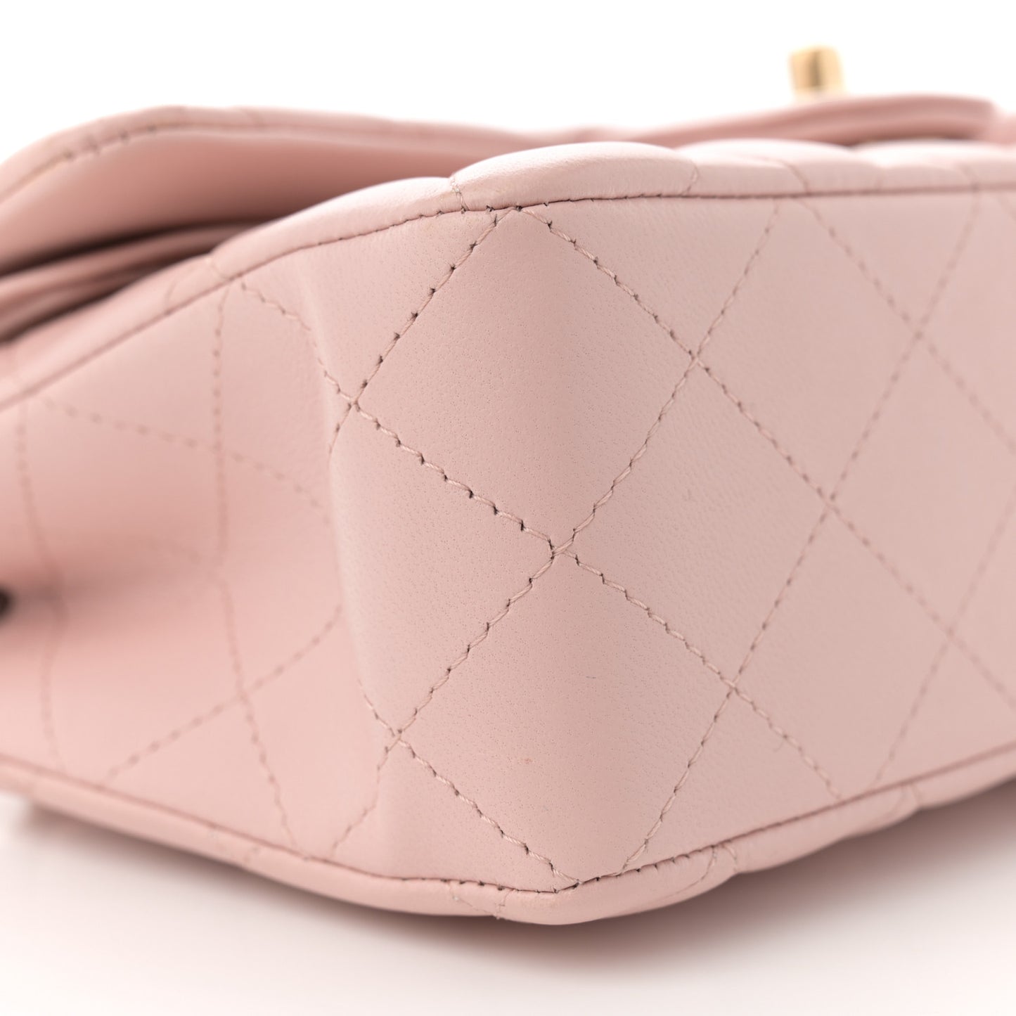 Lambskin Quilted Small Double Flap Light Pink