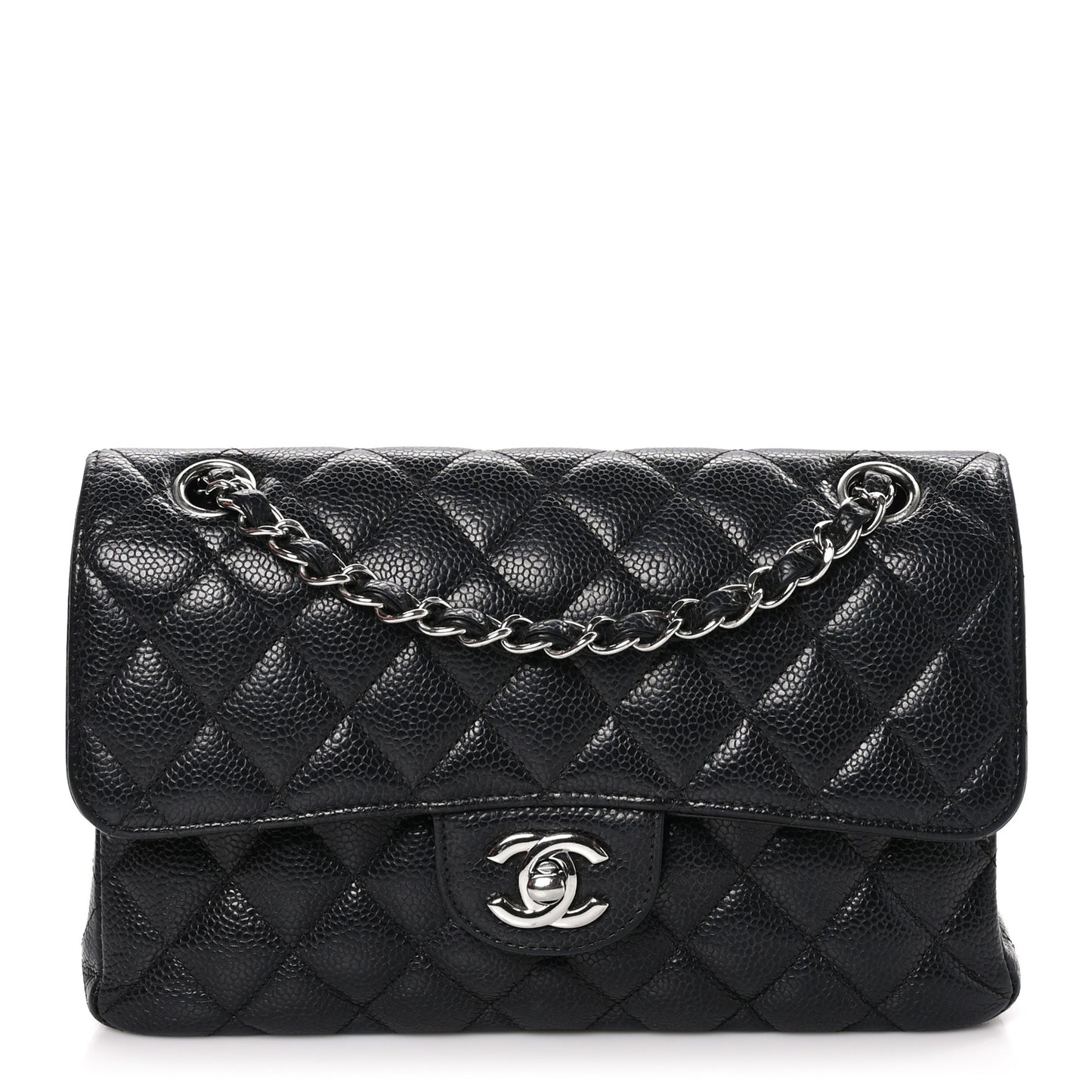 Caviar Quilted Small Double Flap Black