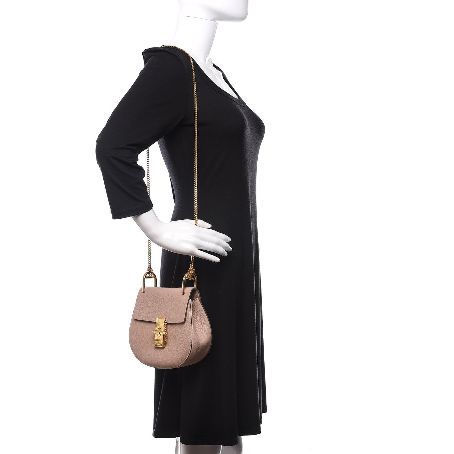 Grained Lambskin Mini Drew Shoulder Bag Cement Pink