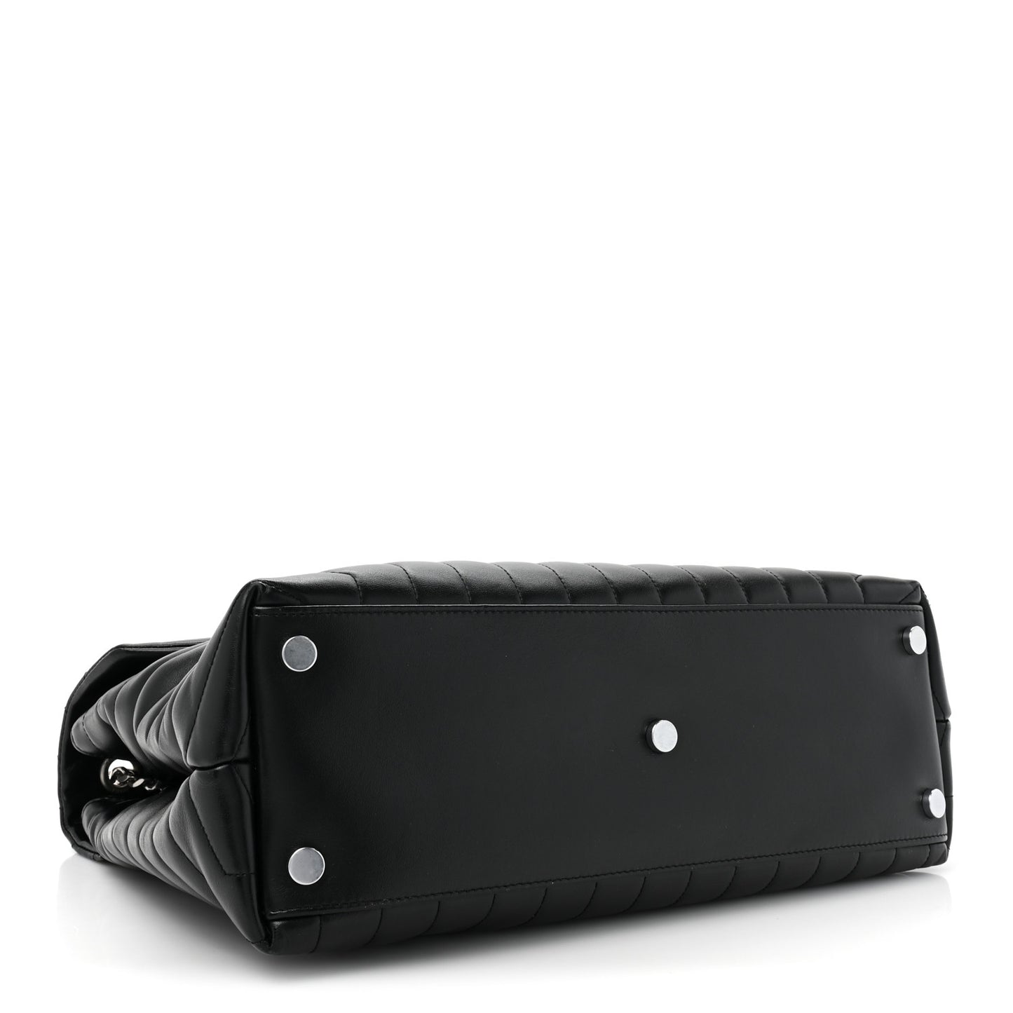 Calfskin Y Quilted Monogram Large Loulou Chain Satchel Black