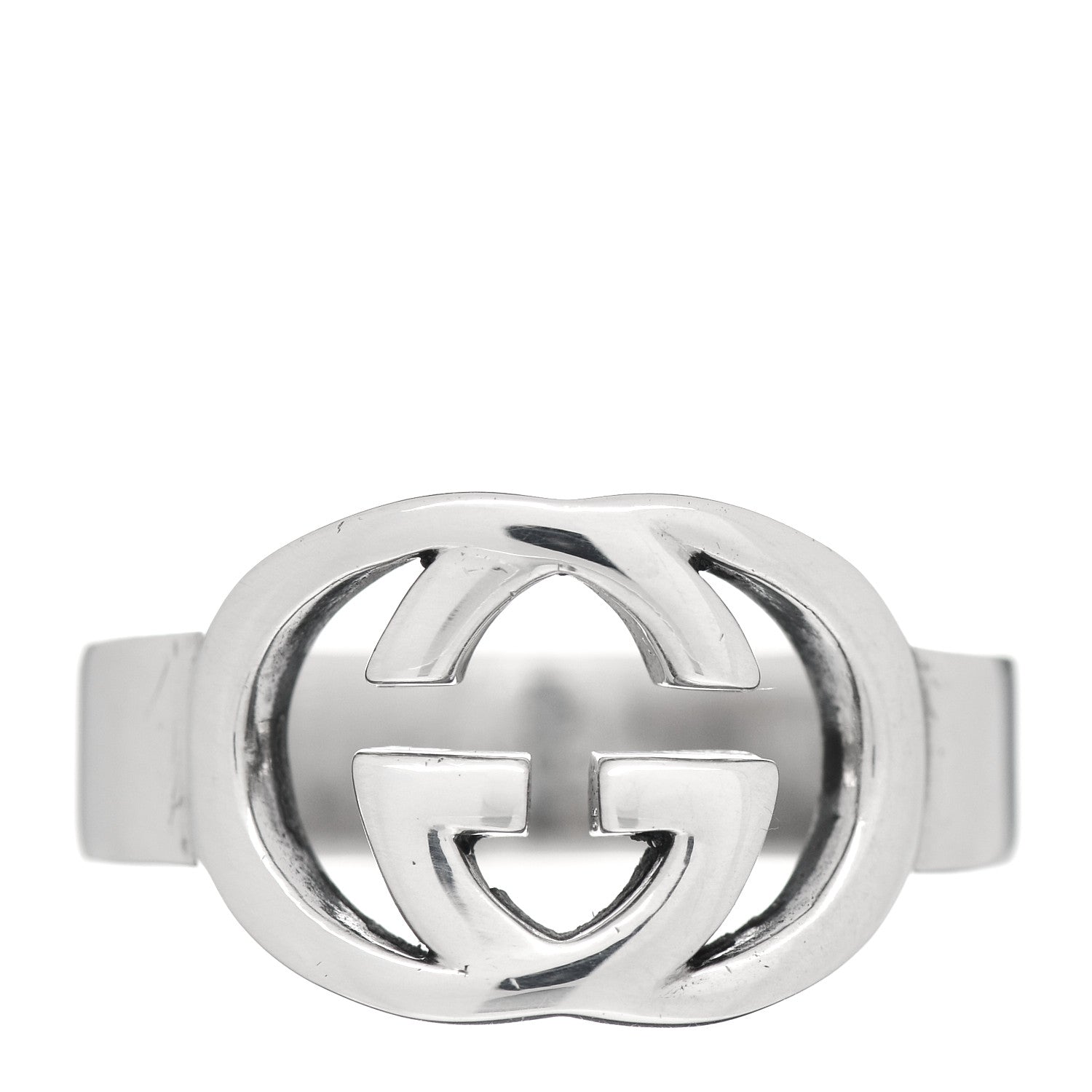 Gucci Sterling Silver Interlocking G Ring 51 5.75 1 of 5