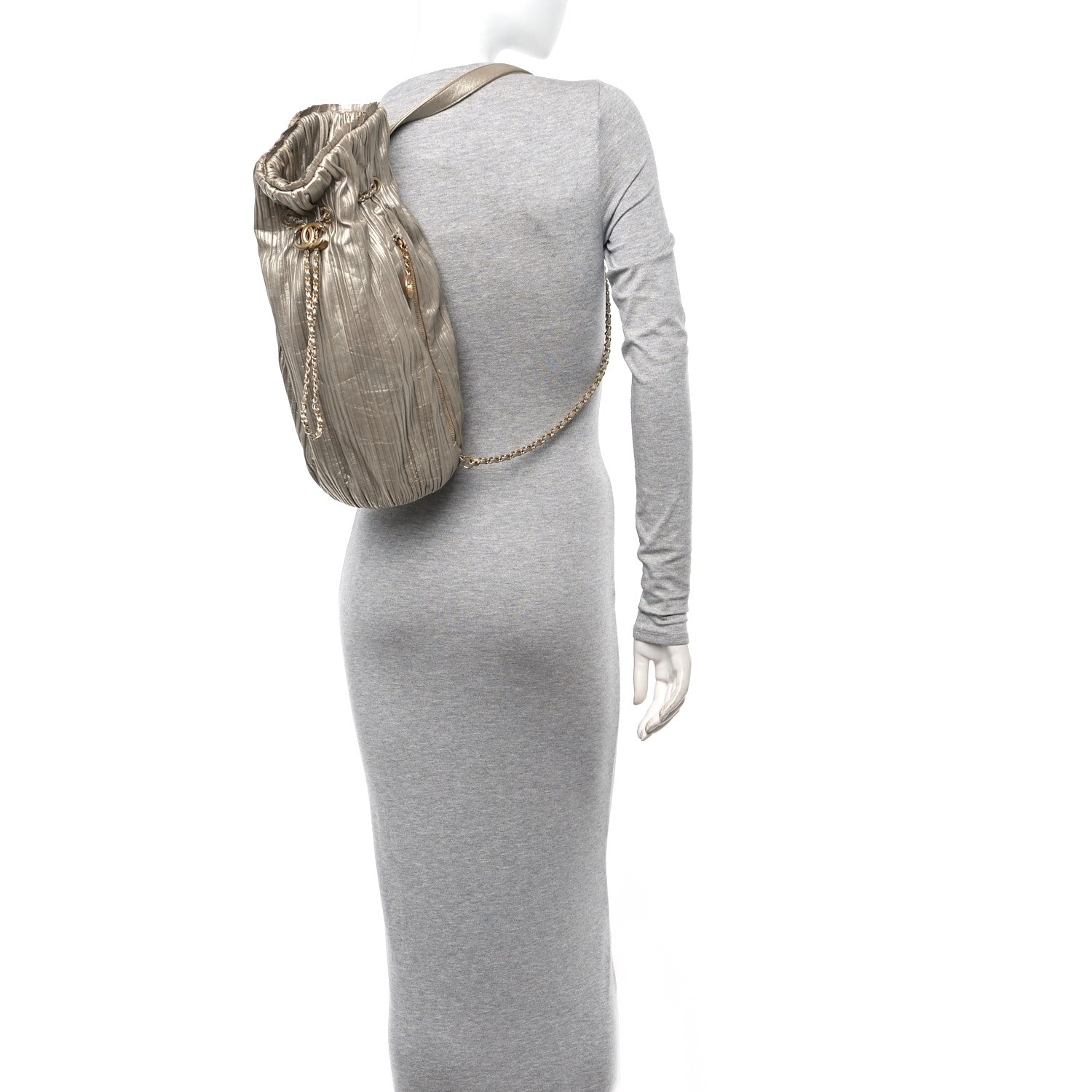 Chanel Iridescent Crumpled Calfskin Small Coco Pleats Backpack Gold 2 of 10