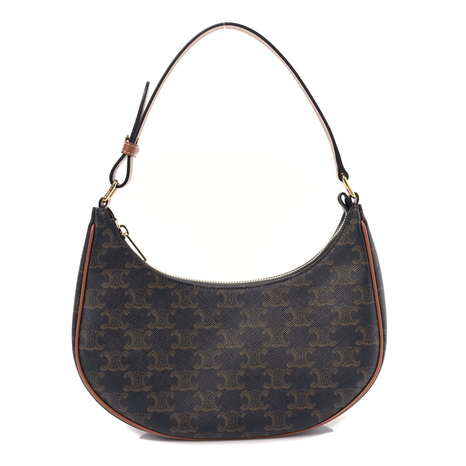 Celine Triomphe Canvas Calfskin Ava Shoulder Bag Tan 1 of 9