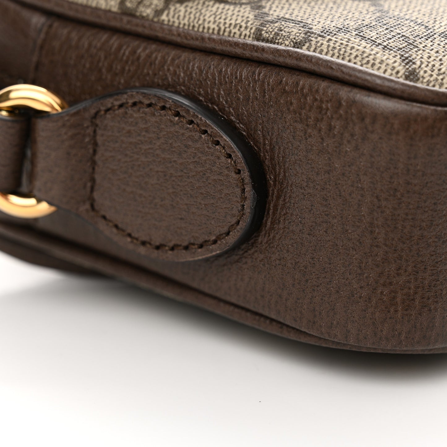 GG Supreme Monogram Textured Dollar Calfskin Mini Ophidia Flap Shoulder Bag Beige Ebony New Acero