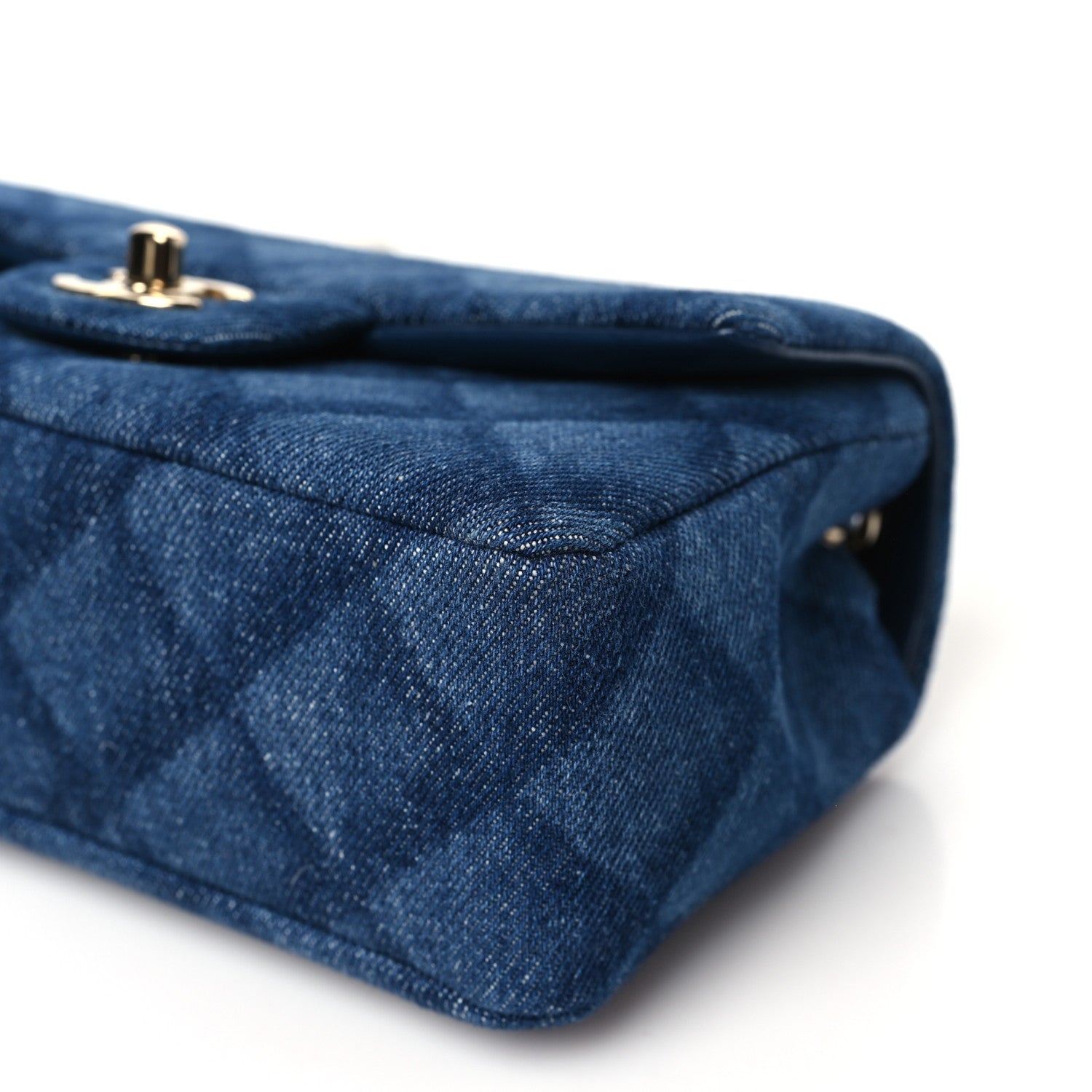 Chanel Printed Denim Quilted Mini Rectangular Flap Dark Blue 10 of 11