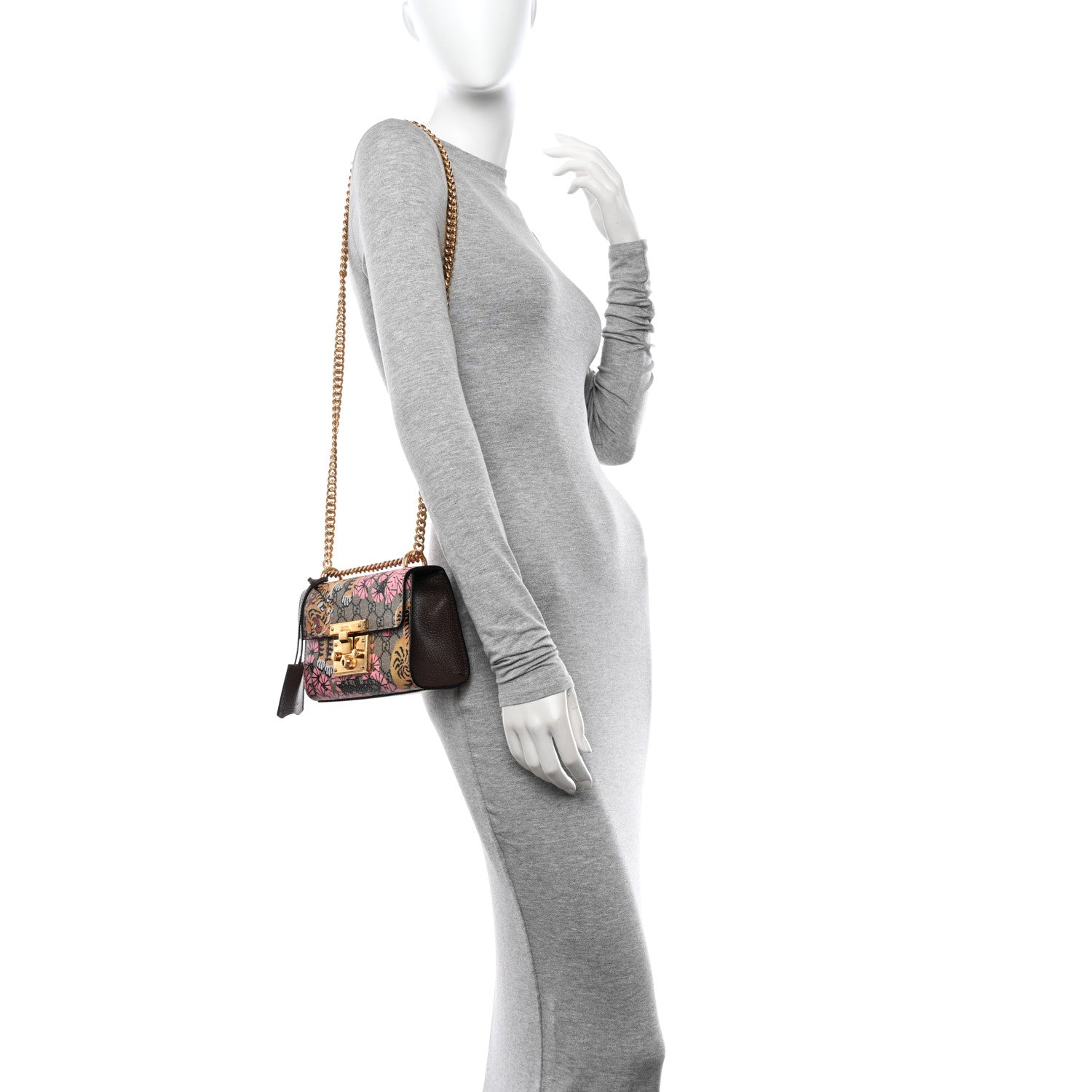 Gucci GG Supreme Monogram Bengal Small Padlock Shoulder Bag Beige Pink 2 of 11