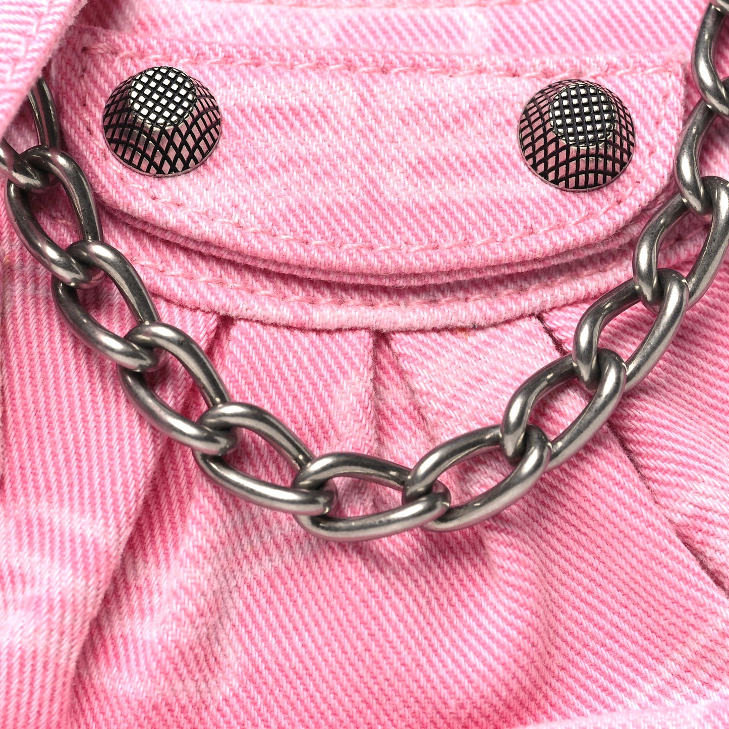 Washed Denim BB Monogram Le Cagole Mini Purse With Chain Pink