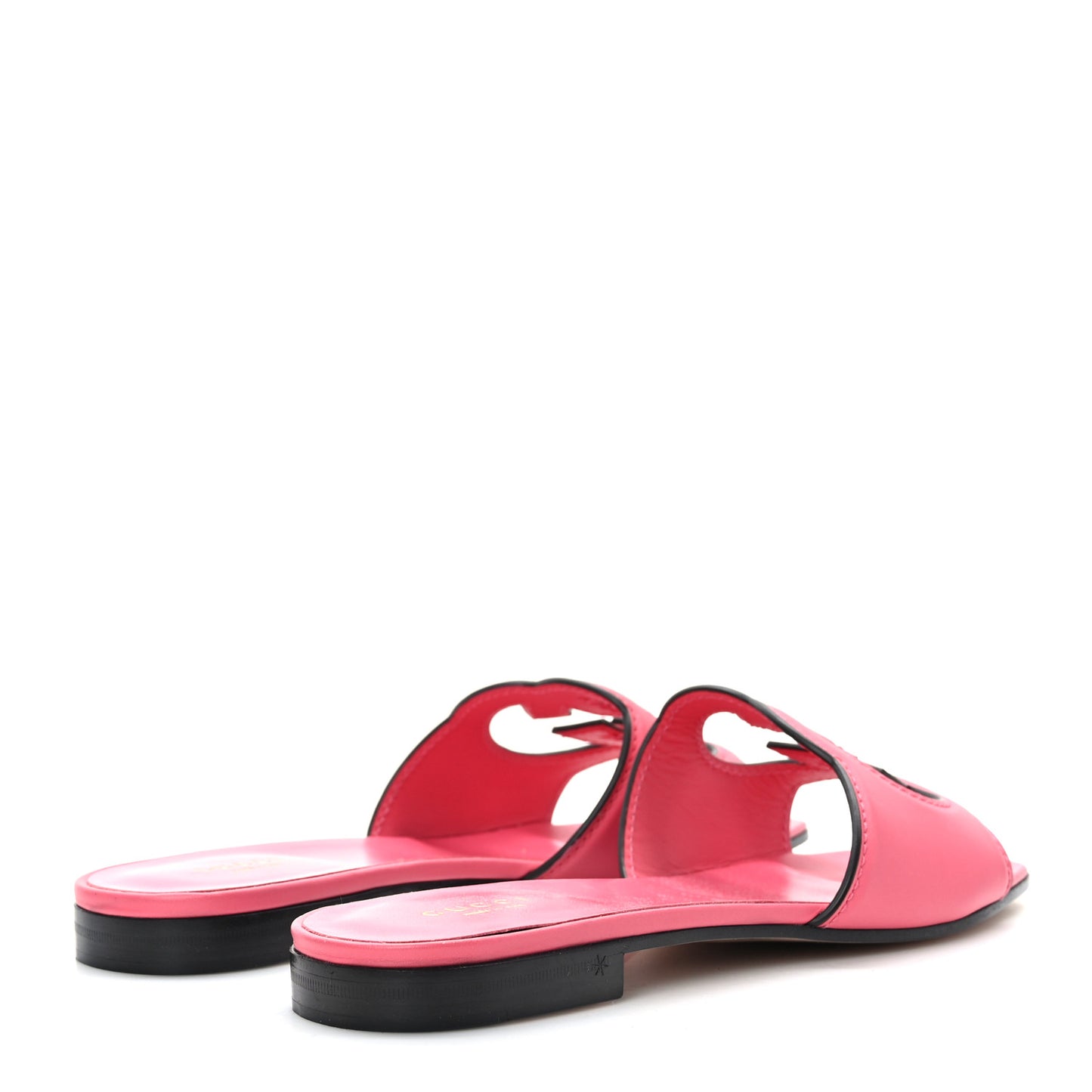 Cosmos Softy Calfskin Interlocking G Cut Out Slide Sandals 38.5 Rhodamine Pink