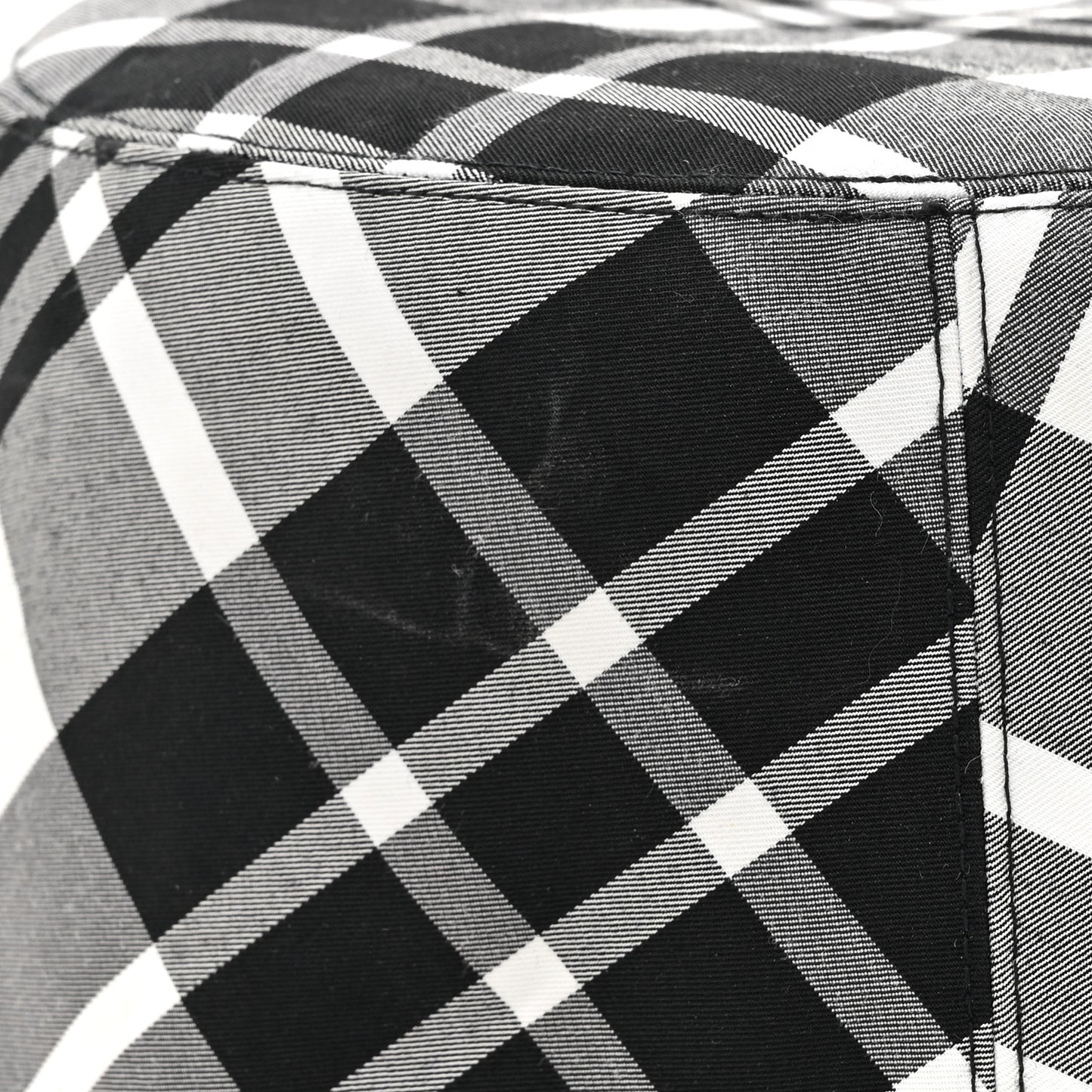 Oblique Plaid Reversible Teddy-D Brim Bucket Hat Black White