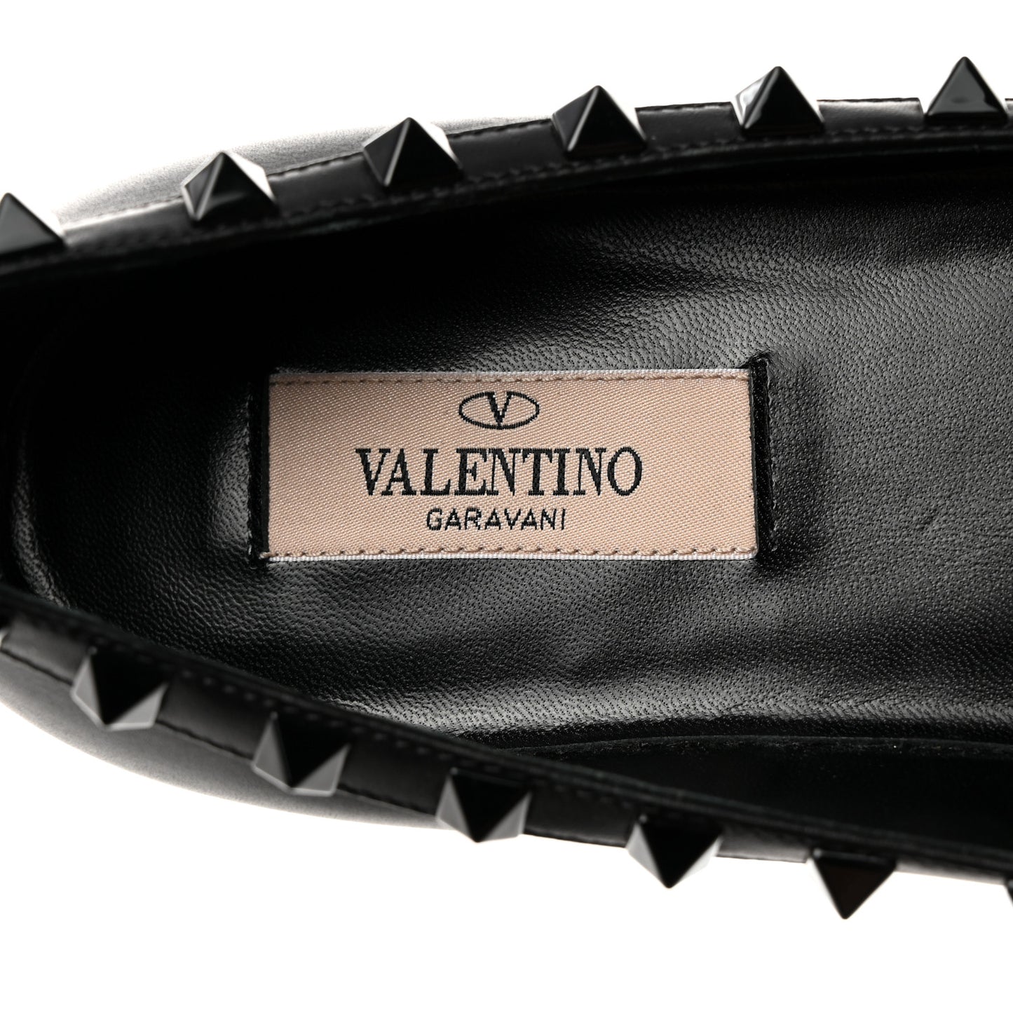 Calfskin Lacquered Monochrome Rockstud Ballerina Flats 37 Black