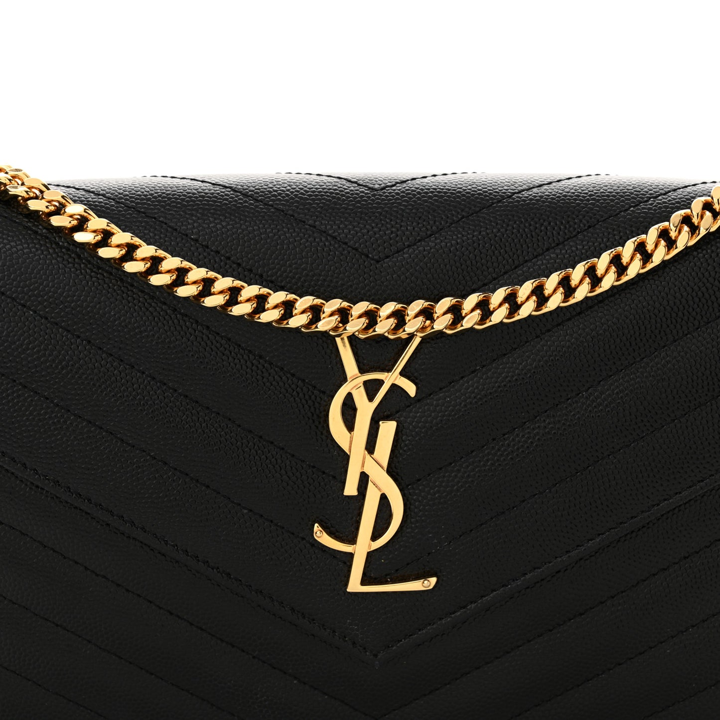 Grain De Poudre Matelasse Chevron Monogram Chain Wallet Black