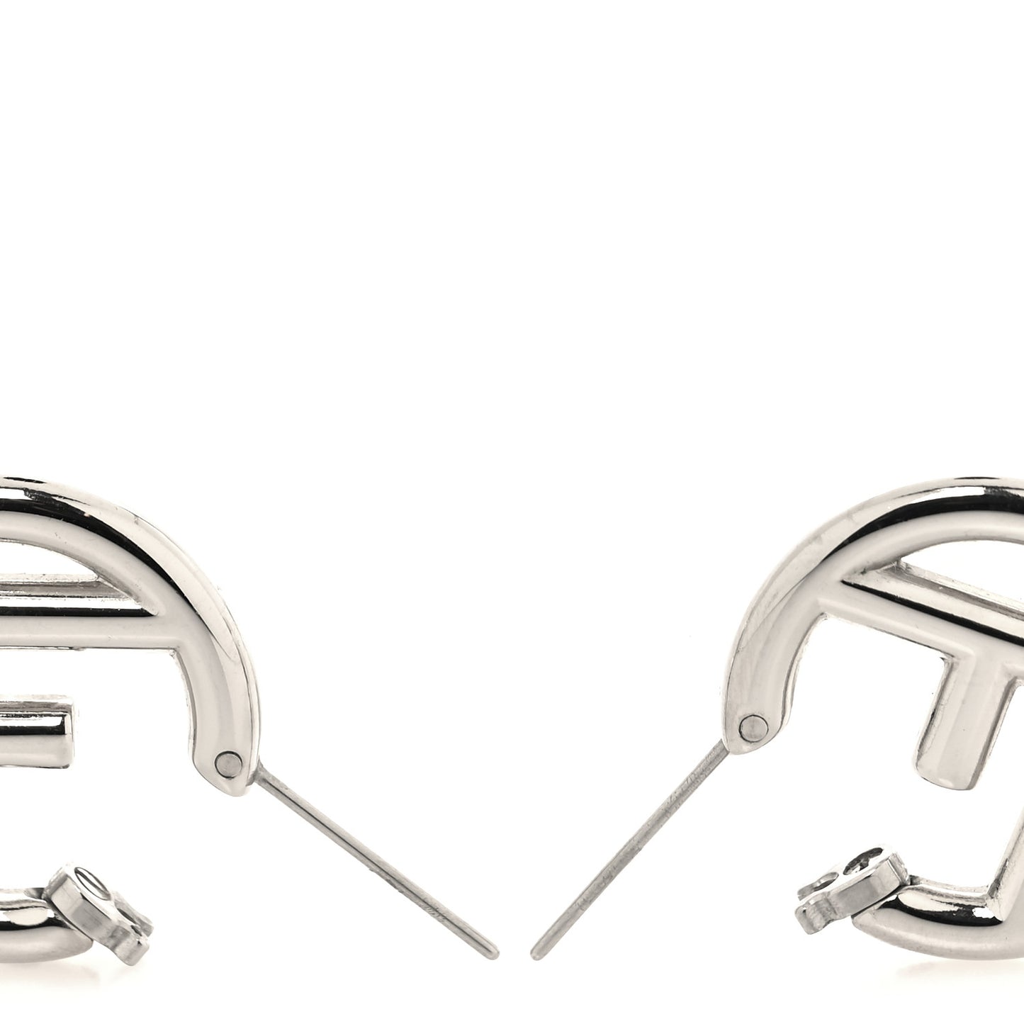 Metal FF Hoop Earrings Silver