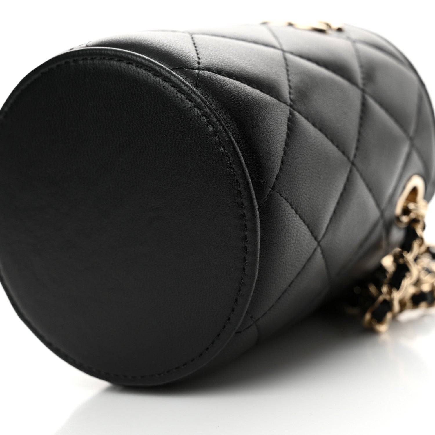 Chanel Lambskin Quilted Mini Bucket Bag With Chain Black 10 of 11