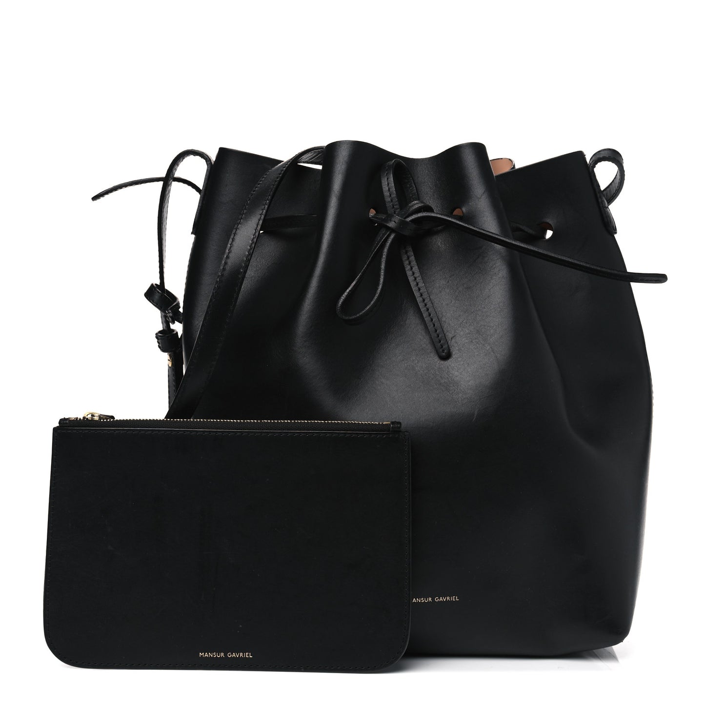 Vegetable Tanned Calfskin Bucket Bag Black Ballerina