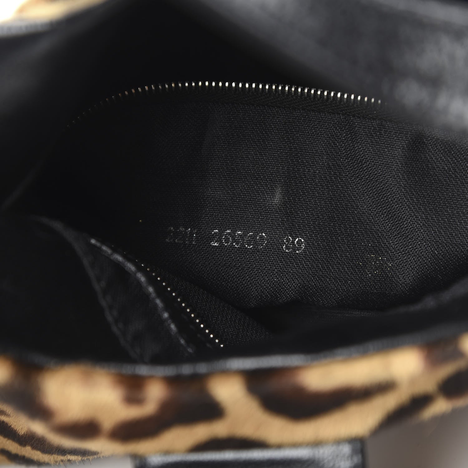 Fendi Calf Hair Leopard Print Shoulder Bag Brown Black 8 of 11