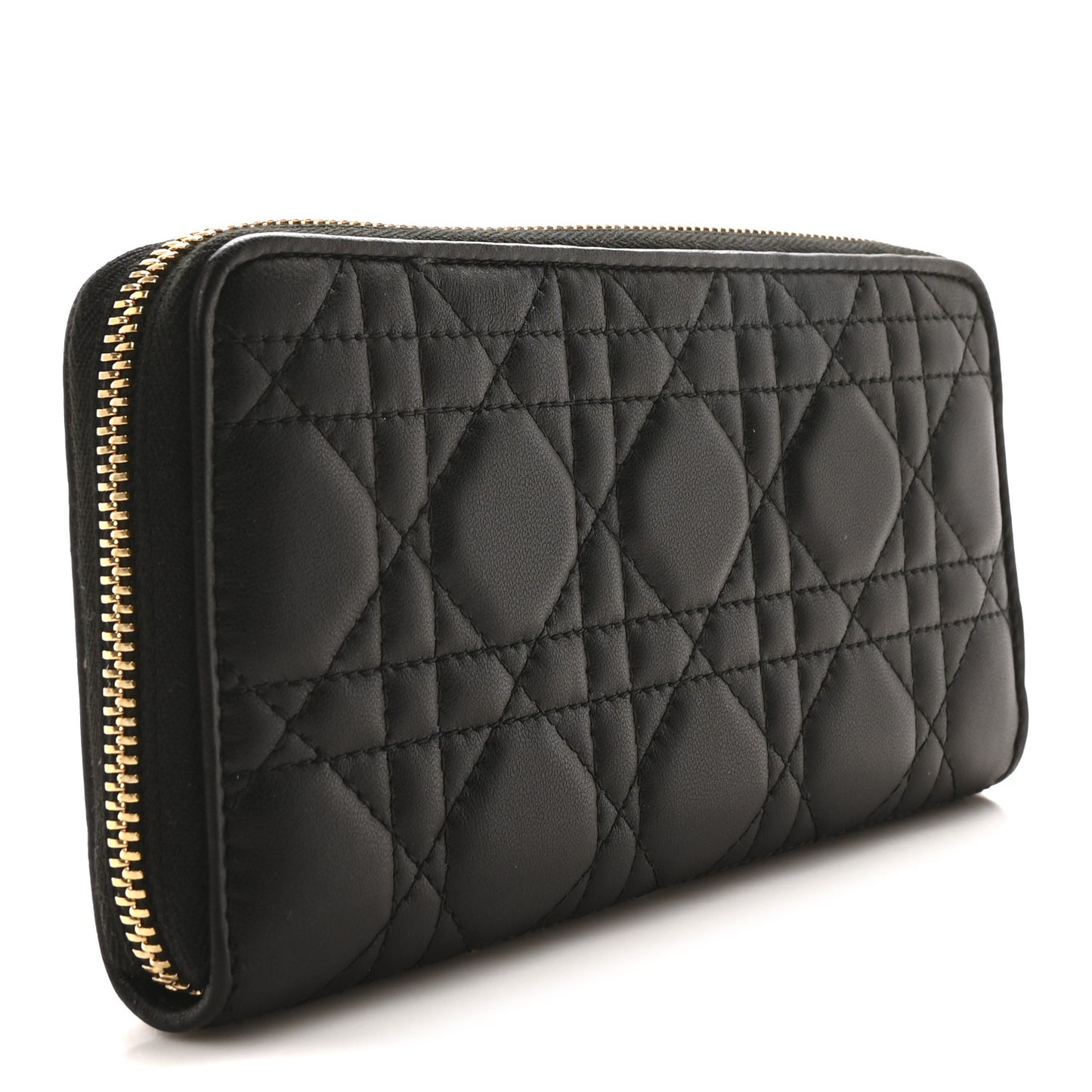 Lambskin Cannage Lady Dior Voyageur Wallet Black