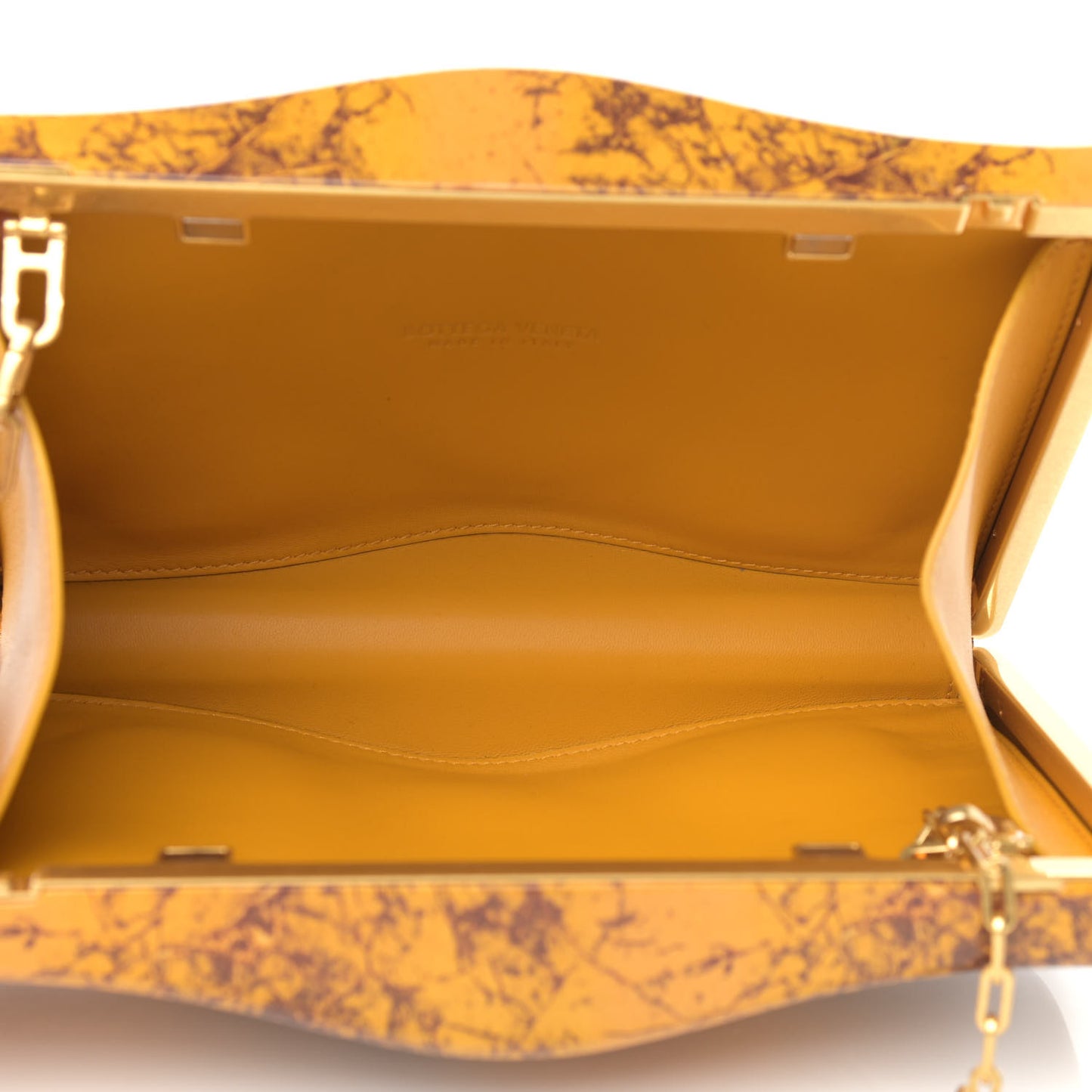 Spazzolato Calfskin Chain Clutch Gold Marble