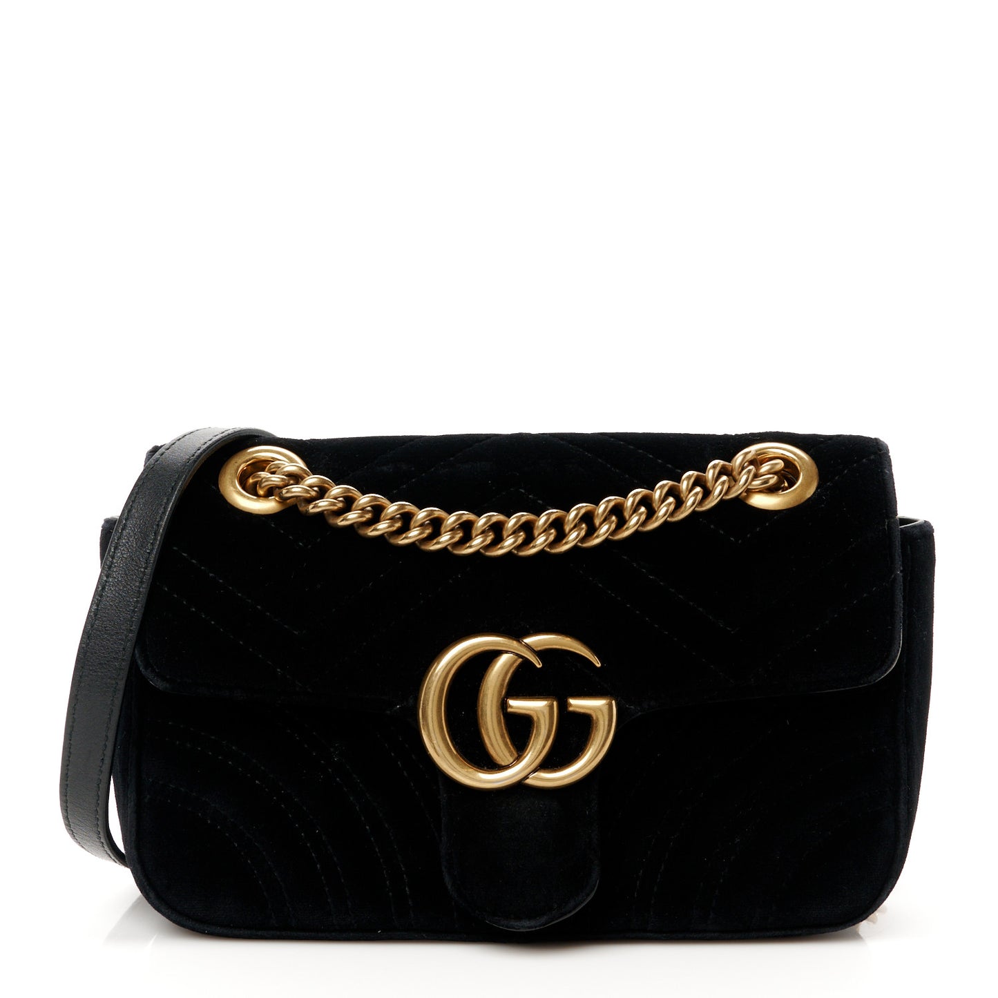 Velvet Matelasse Mini GG Marmont Shoulder Bag Black