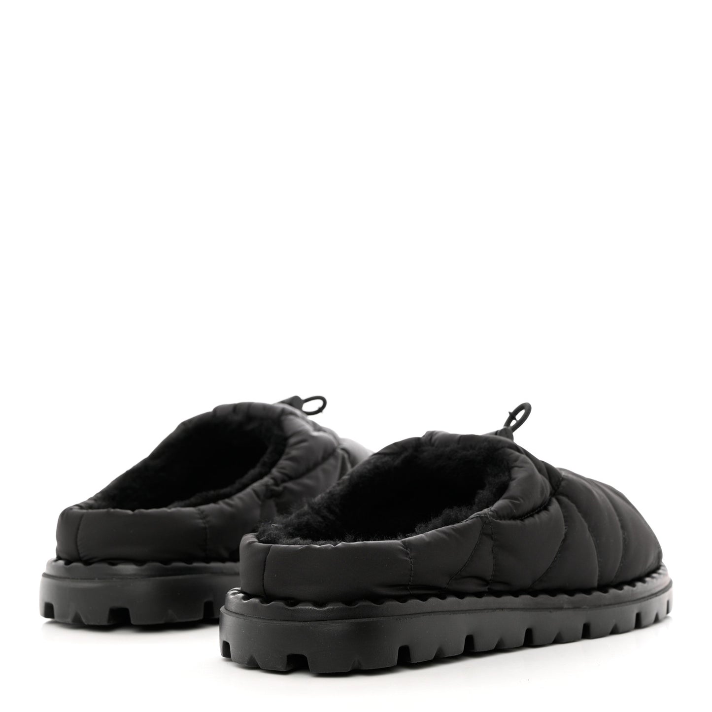 Re-Nylon Piuma Triangle Logo Padded Drawcord Rush 20mm Slippers 39.5 Black