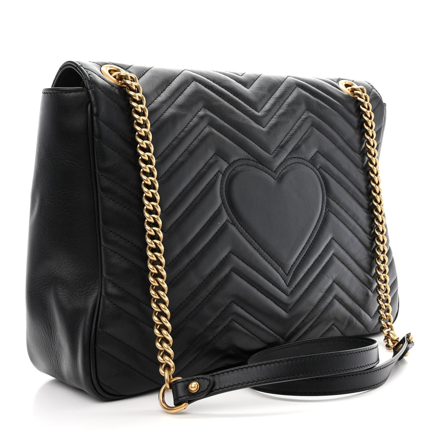 Calfskin Matelasse Large GG Marmont Shoulder Bag Black