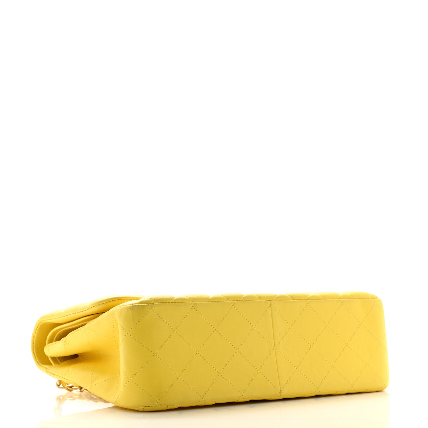 Lambskin Quilted Jumbo Double Flap Yellow