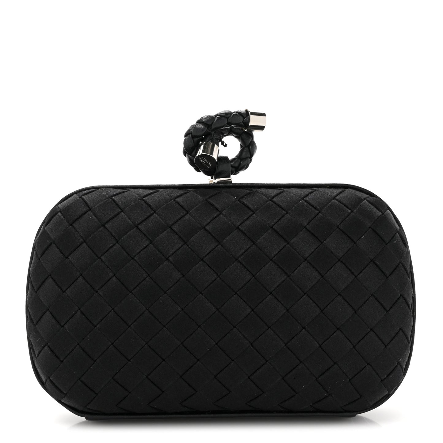 Satin Intreccio Impero Knot Clutch Black