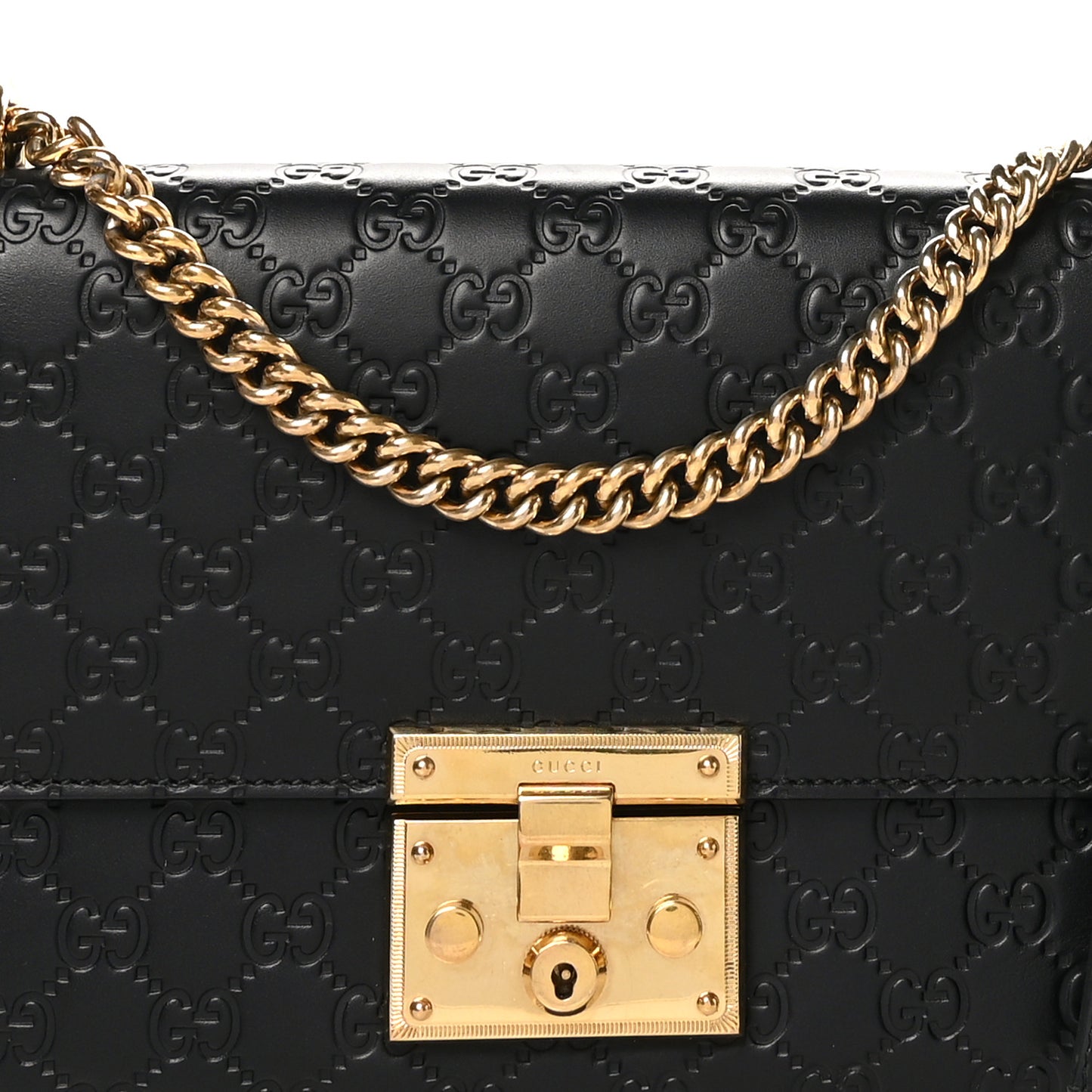 Guccissima Medium Padlock Shoulder Bag Black