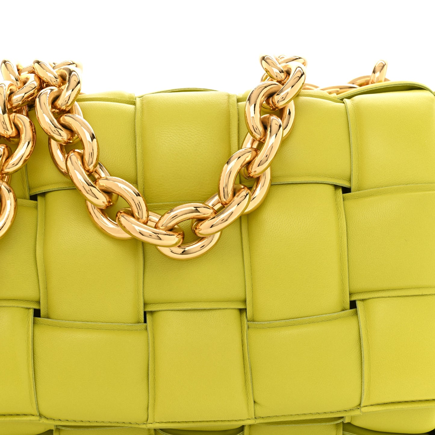 Lambskin Maxi Intreccio Padded Chain Cassette Crossbody Bag Kiwi