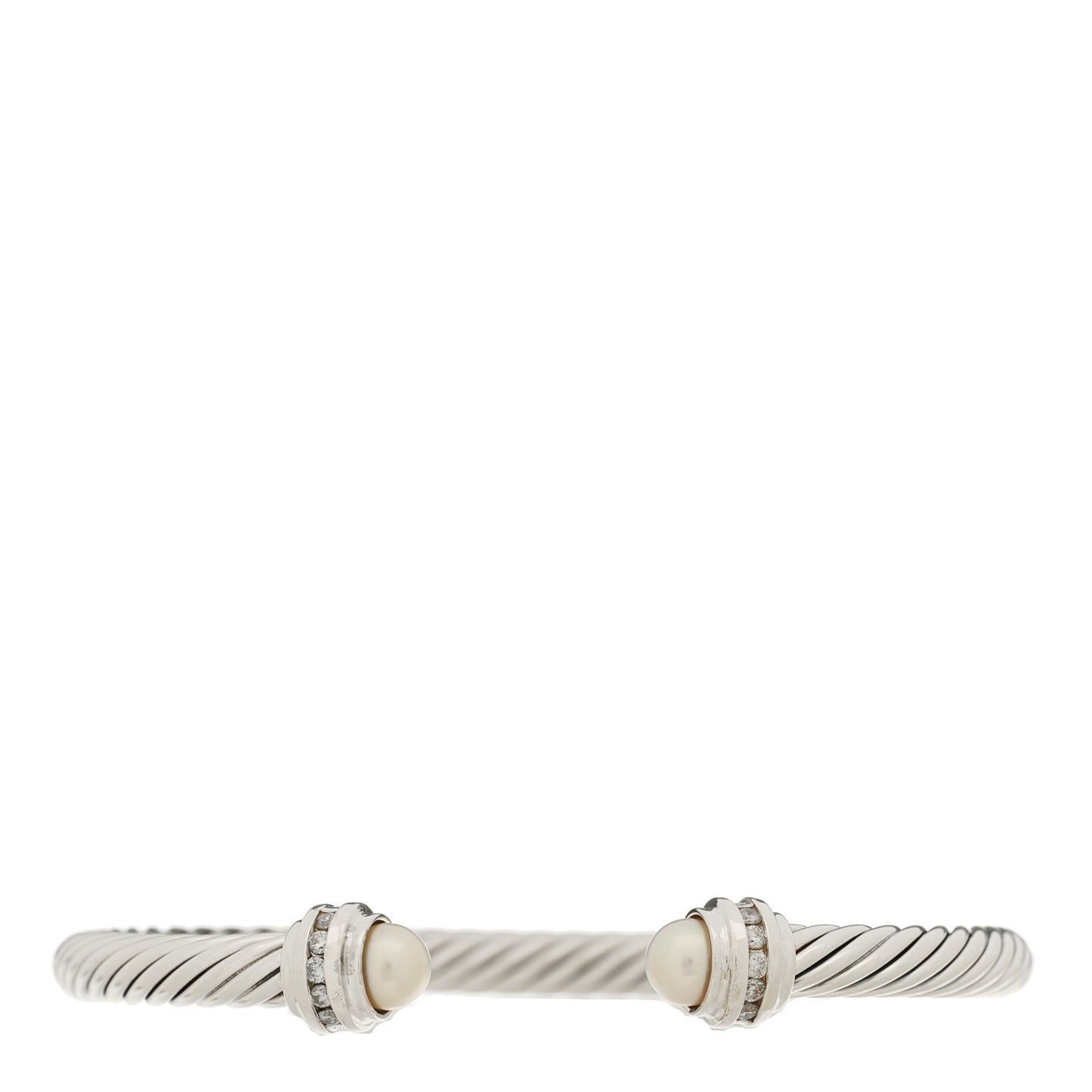 Sterling Silver Diamond Pearl 5mm Cable Classics Princess Bracelet