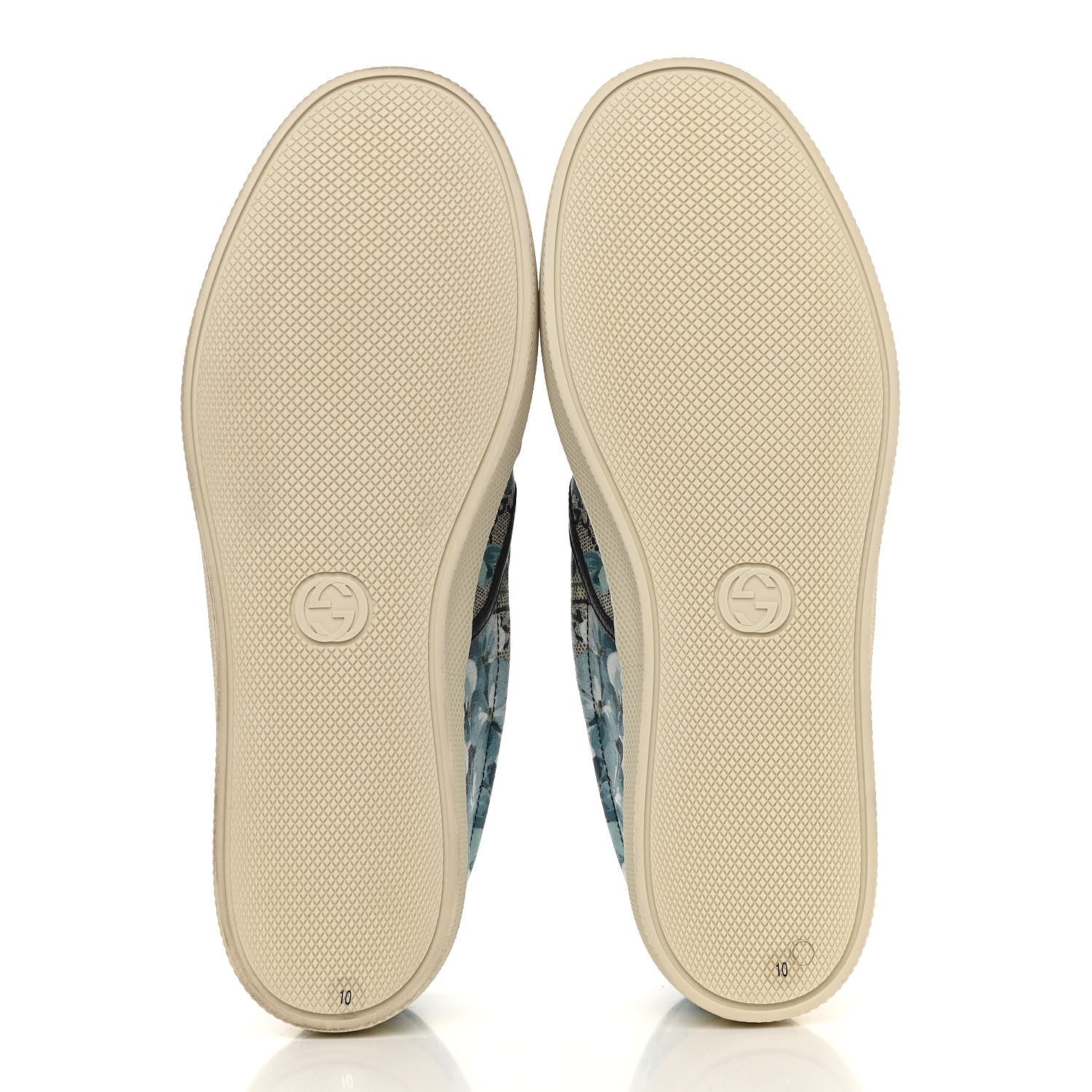 Gucci GG Supreme Monogram Blooms Mens Dublin Slip On Sneakers 10 Beige Blue Navy 5 of 10