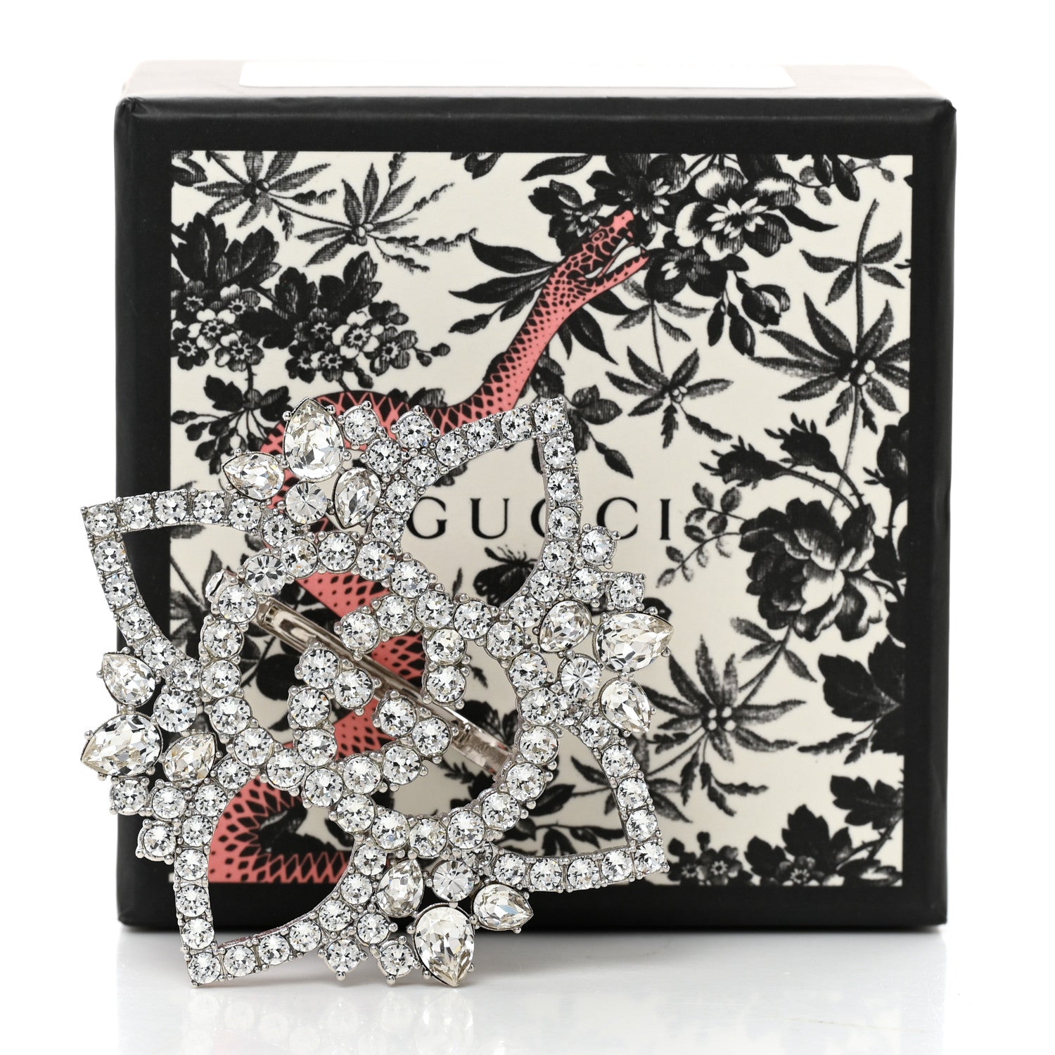 Gucci Metal Crystal Interlocking G Flower Ring M Silver 6 of 6