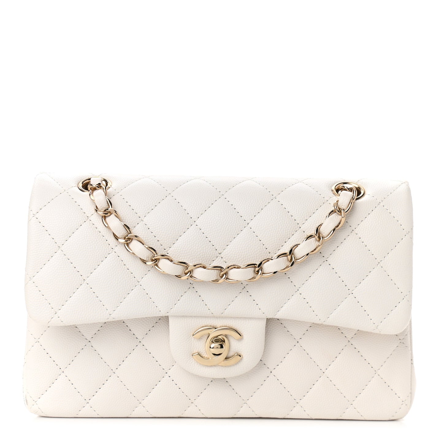 Caviar Quilted Small Double Flap White