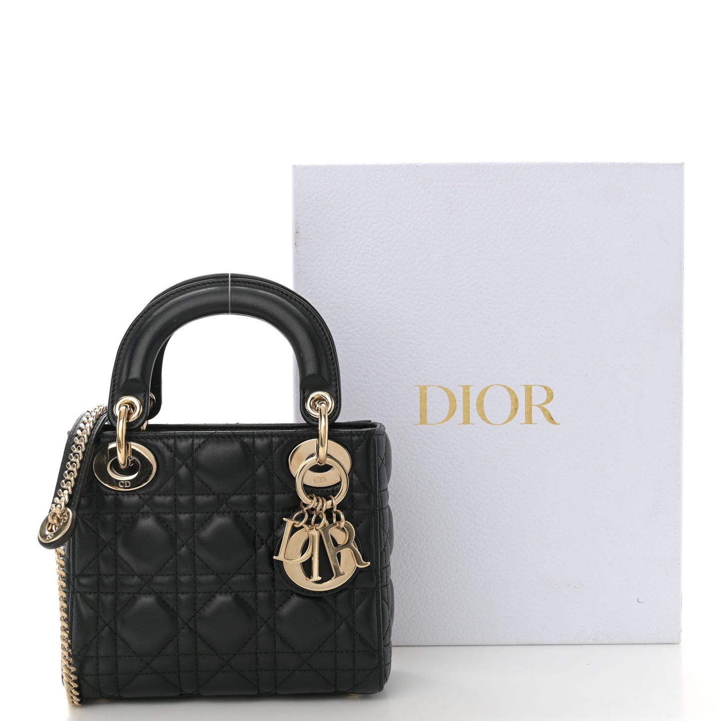 Lambskin Cannage Mini Lady Dior Black