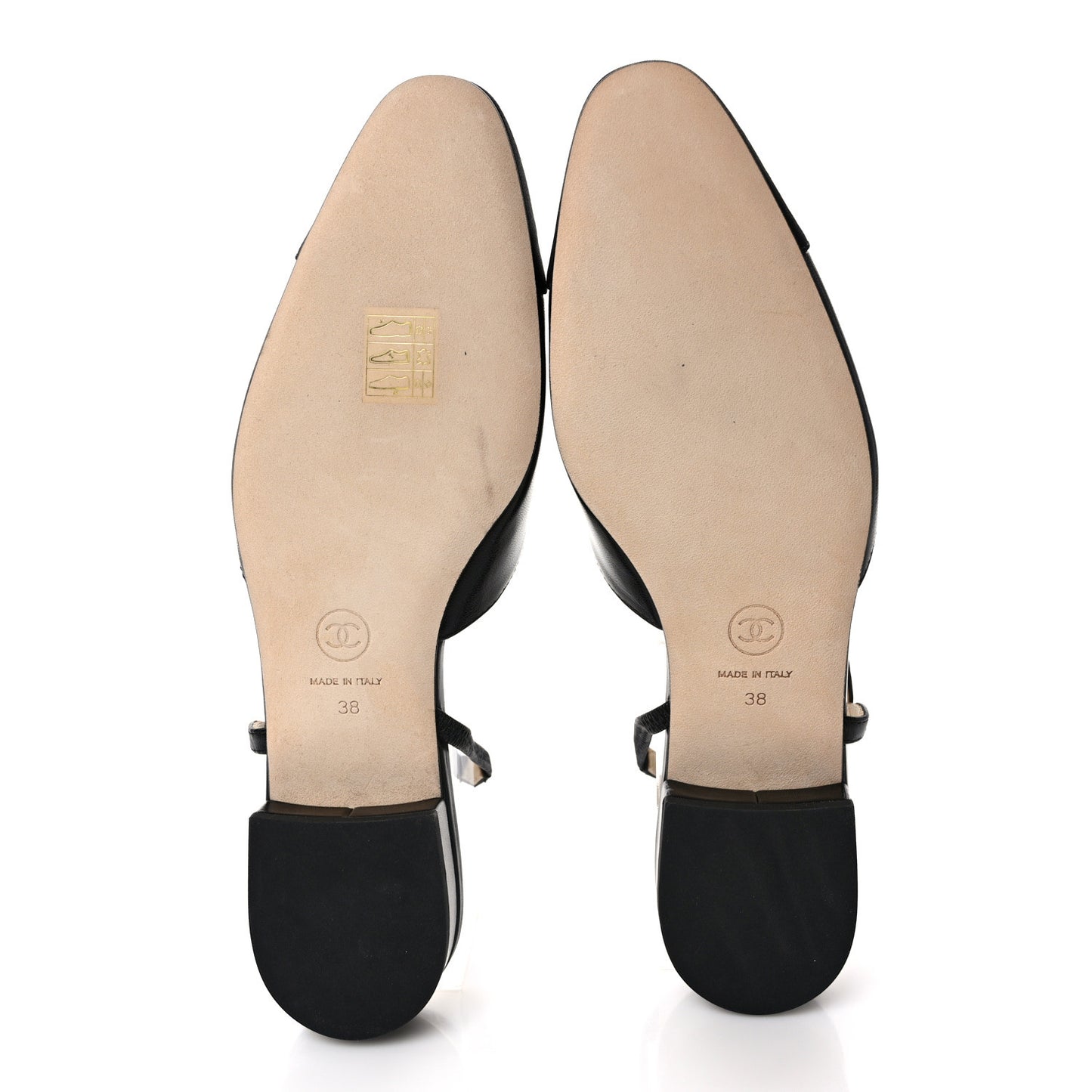 Goatskin Grosgrain CC Slingback Flats 38 Black