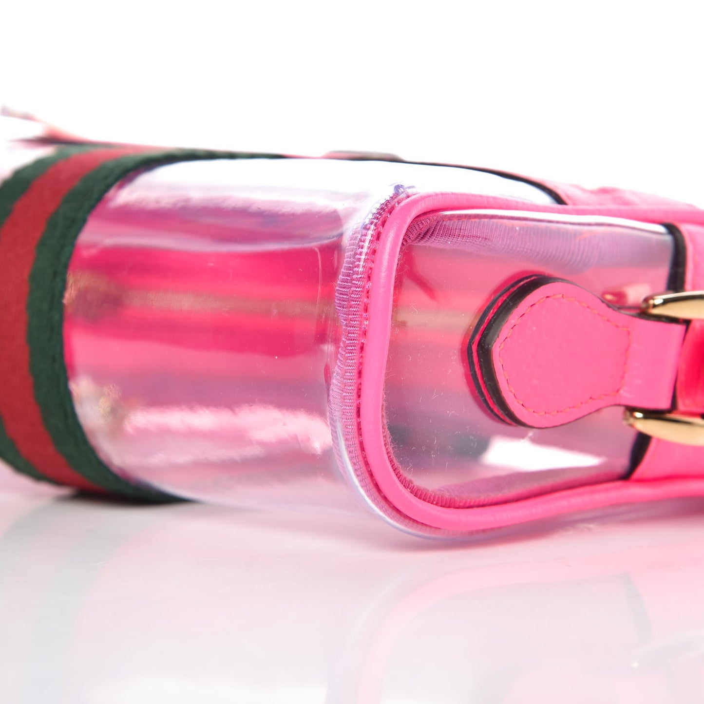 Vinyl Web Mini Ophidia Transparent Shoulder Bag Fluorescent Fuchsia