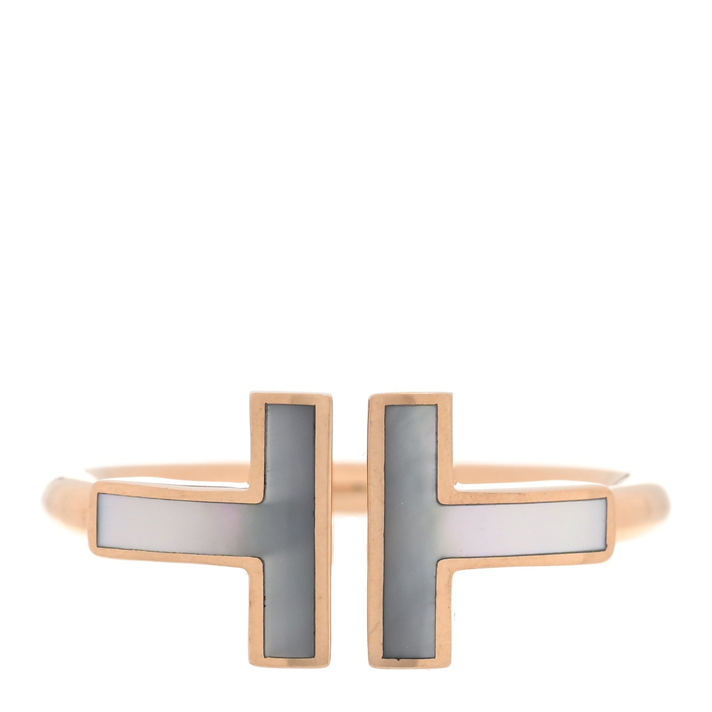 18K Rose Gold Mother of Pearl T Wire Ring 49 5