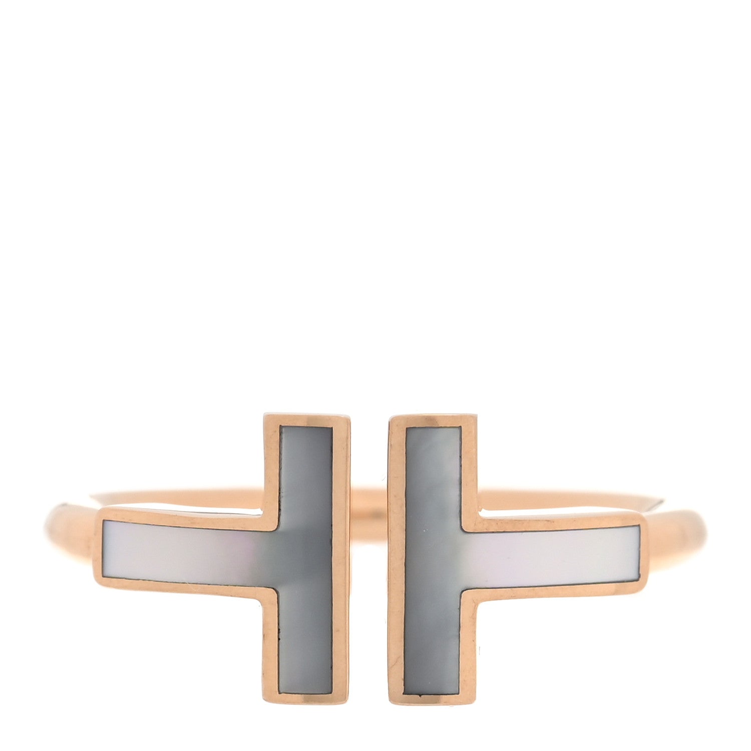 Tiffany 18K Rose Gold Mother of Pearl T Wire Ring 49 5 1 of 5