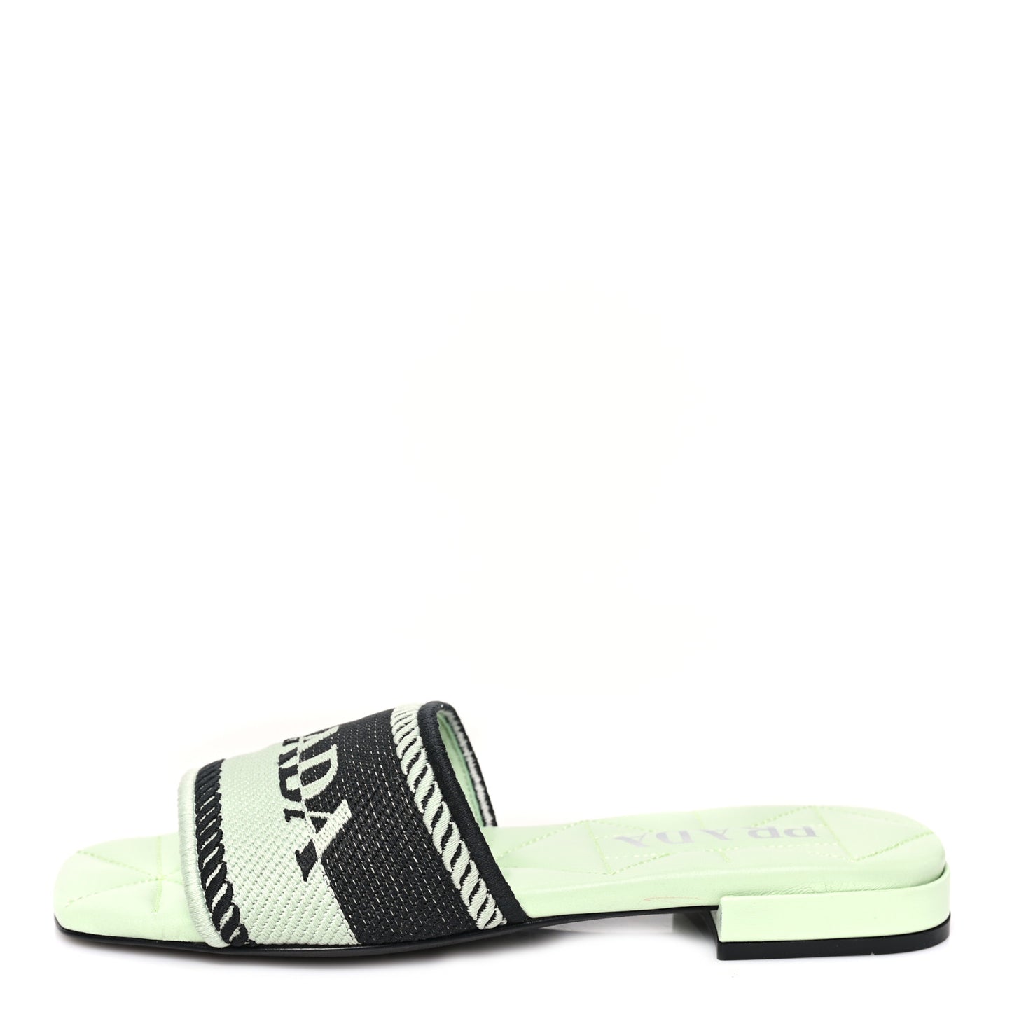 Fabric Logo Embroidered 10mm Slide Sandals 35 Black Acqua