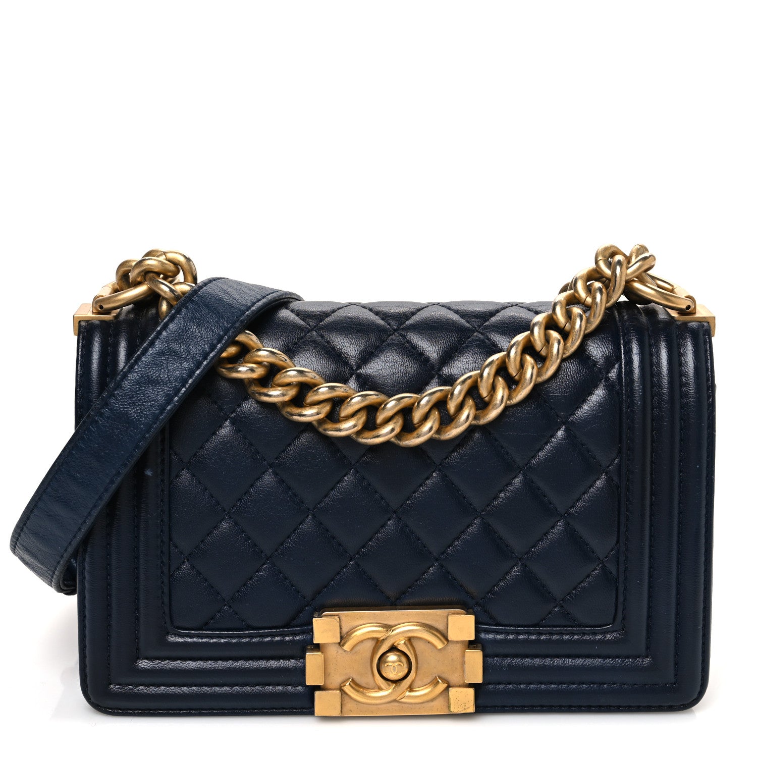 Chanel Calfskin Quilted Small Boy Flap Navy 1 of 11