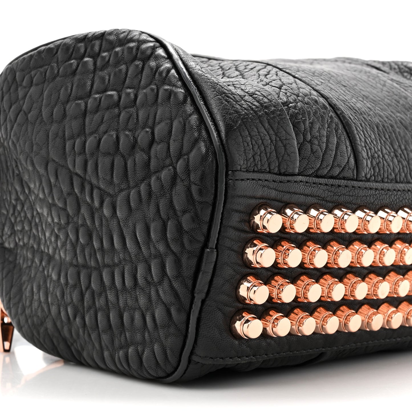 Pebbled Lambskin Rocco Black Rose Gold Hardware